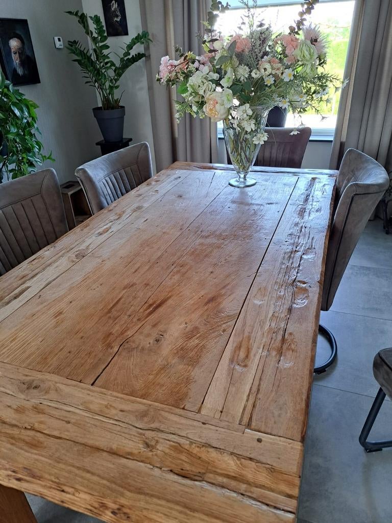 Robuuste houten stevige tafel 180 x 90 180x90 eettafel trein, Ophalen, Gebruikt, 50 tot 100 cm, 150 tot 200 cm