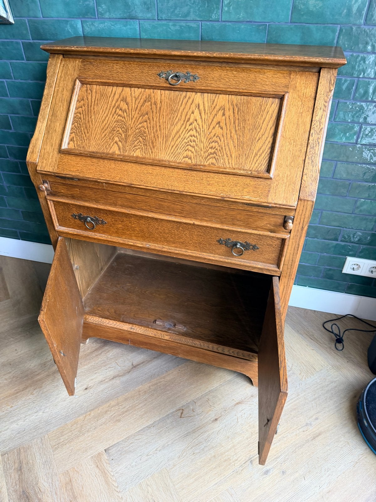 Antiek eikenhouten secretaire / bureau, Huis en Inrichting, Ophalen of Verzenden, Gebruikt