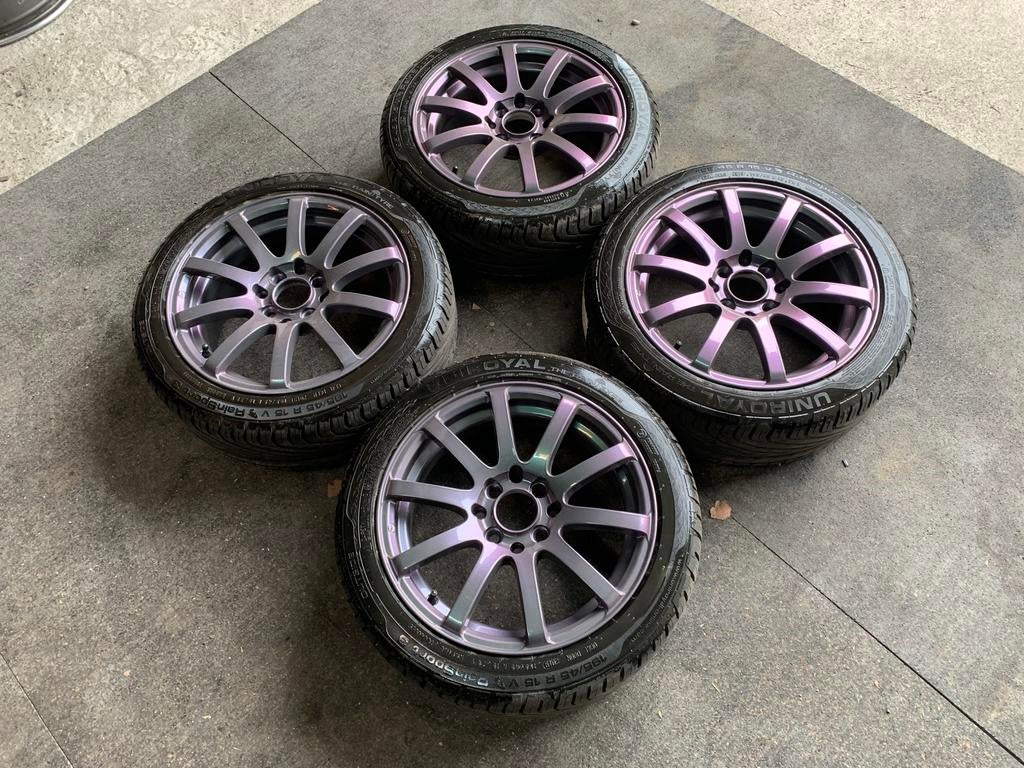 15 inch stoere velgenset ! 4x100, Auto-onderdelen, Banden en Velgen, Banden en Velgen, Zomerbanden, 15 inch, 195 mm, Ophalen
