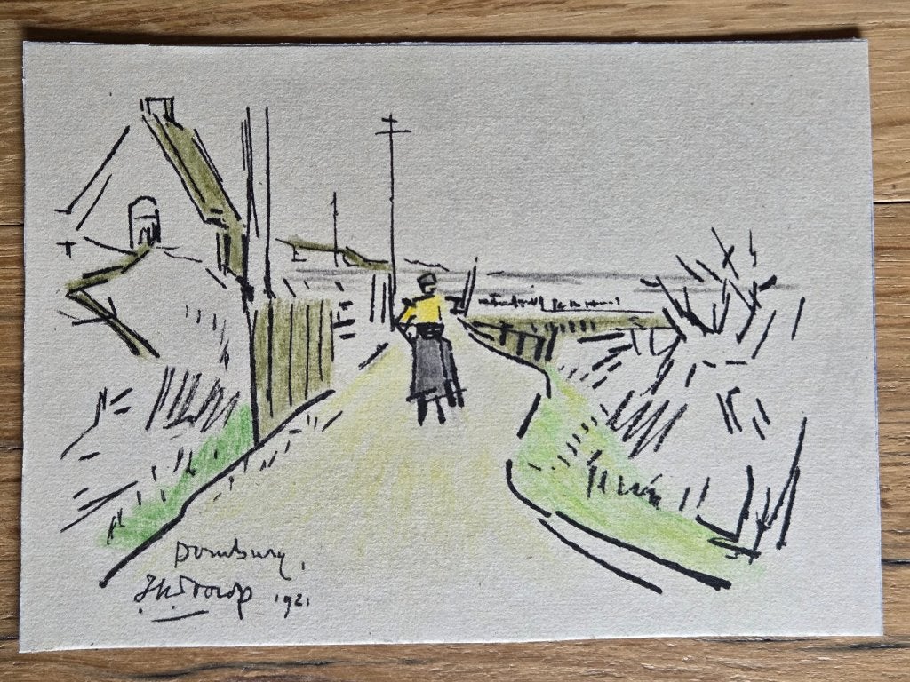 Vrouwopduinpad,Domburg.Gesigneerd Jan Toorop.Niet authentiek, Ophalen of Verzenden, Landschap, Klassiek, Papier