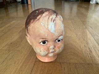antiek poppenhoofdje poppenkopje van papier-maché, Ophalen