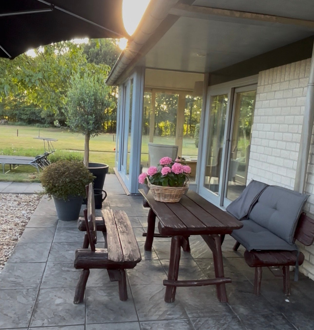 Houten tuinsetje te koop, Ophalen, Gebruikt, Hout