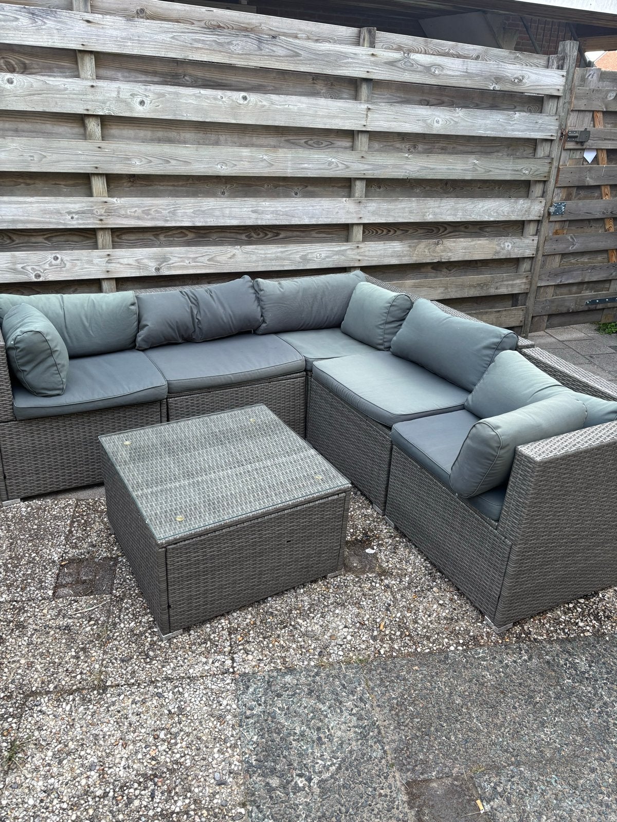 Loungeset met Kussens en Bijzettafel, Ophalen, Gebruikt, Meer dan 8 zitplaatsen, Loungeset