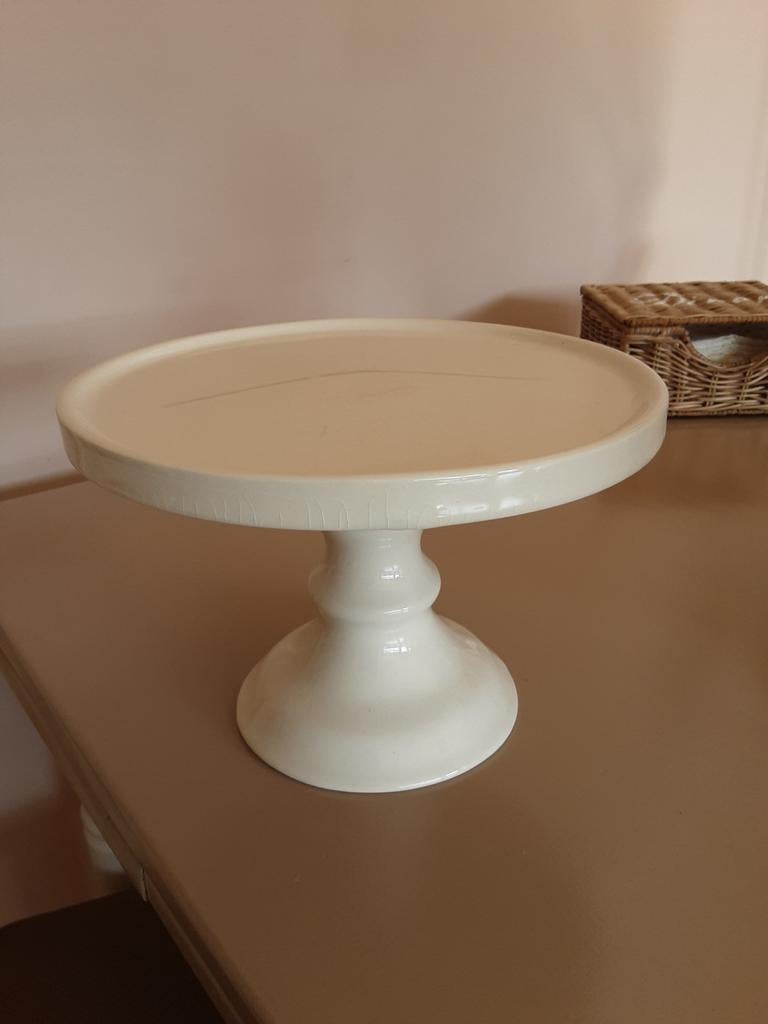 Riviera Maison Taartplateau - Crème Wit 25 cm breed, Ophalen of Verzenden, Gebruikt