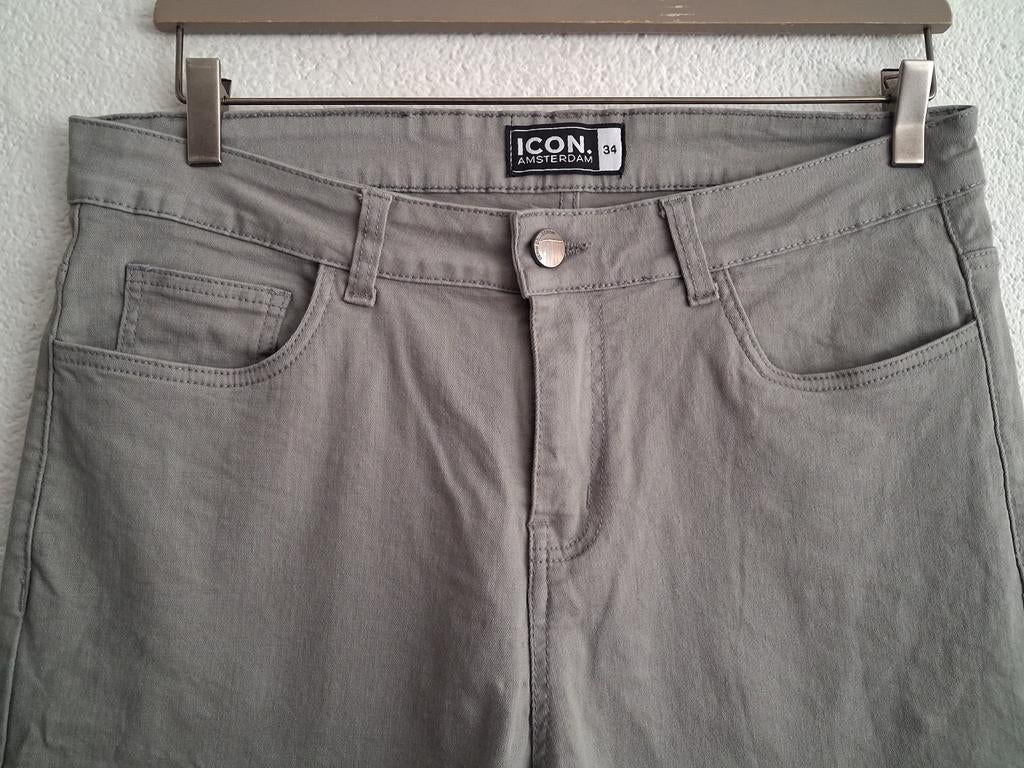 ICON. Amsterdam grijze jeans - Maat W34 L32, Kleding | Heren, Ophalen of Verzenden, W33 - W34 (confectie 48/50), Grijs, ICON. Amsterdam