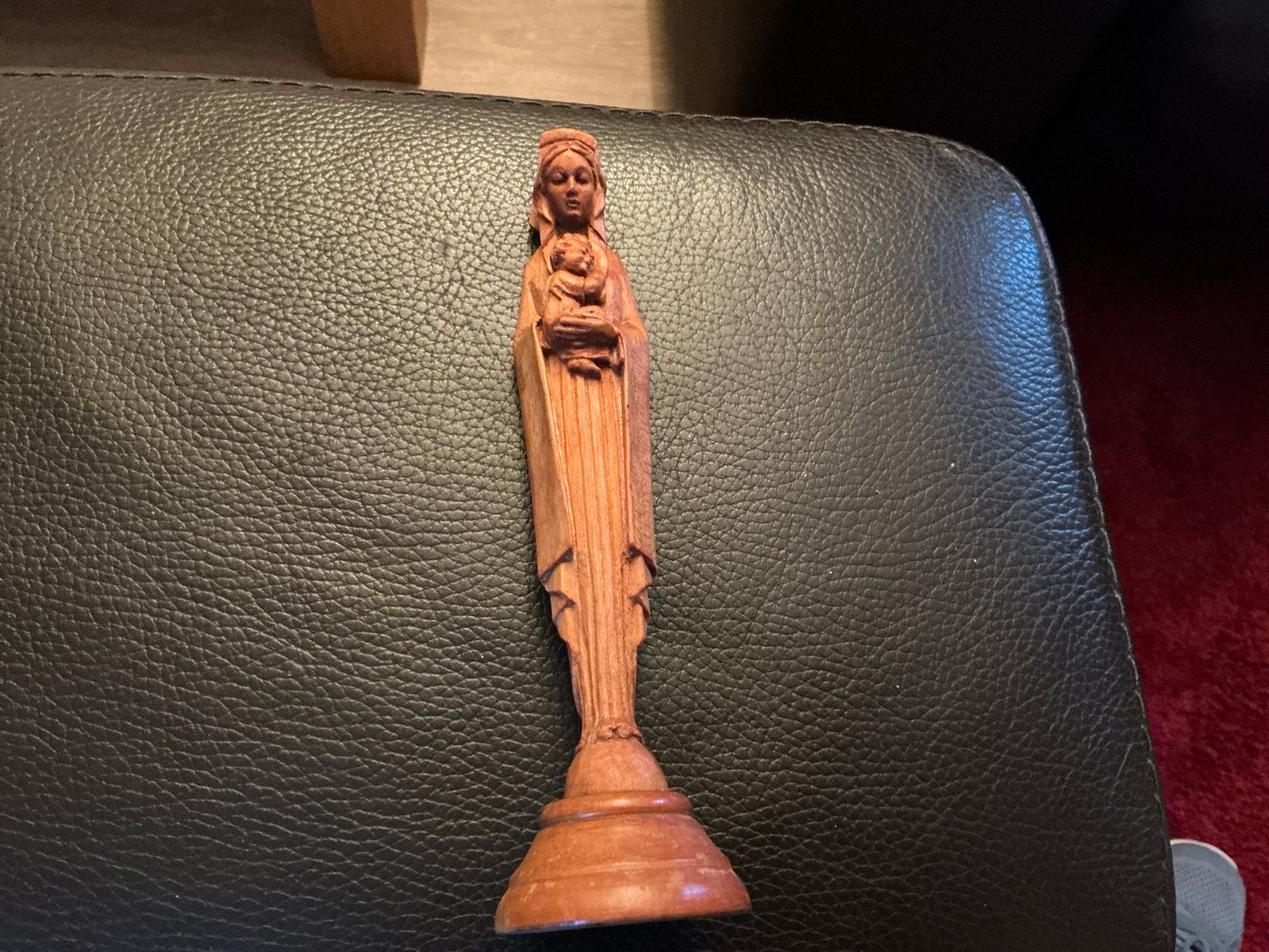 Madonna met kind - Anri houtsnijwerk - 18 cm - Zeer goede st, Ophalen of Verzenden