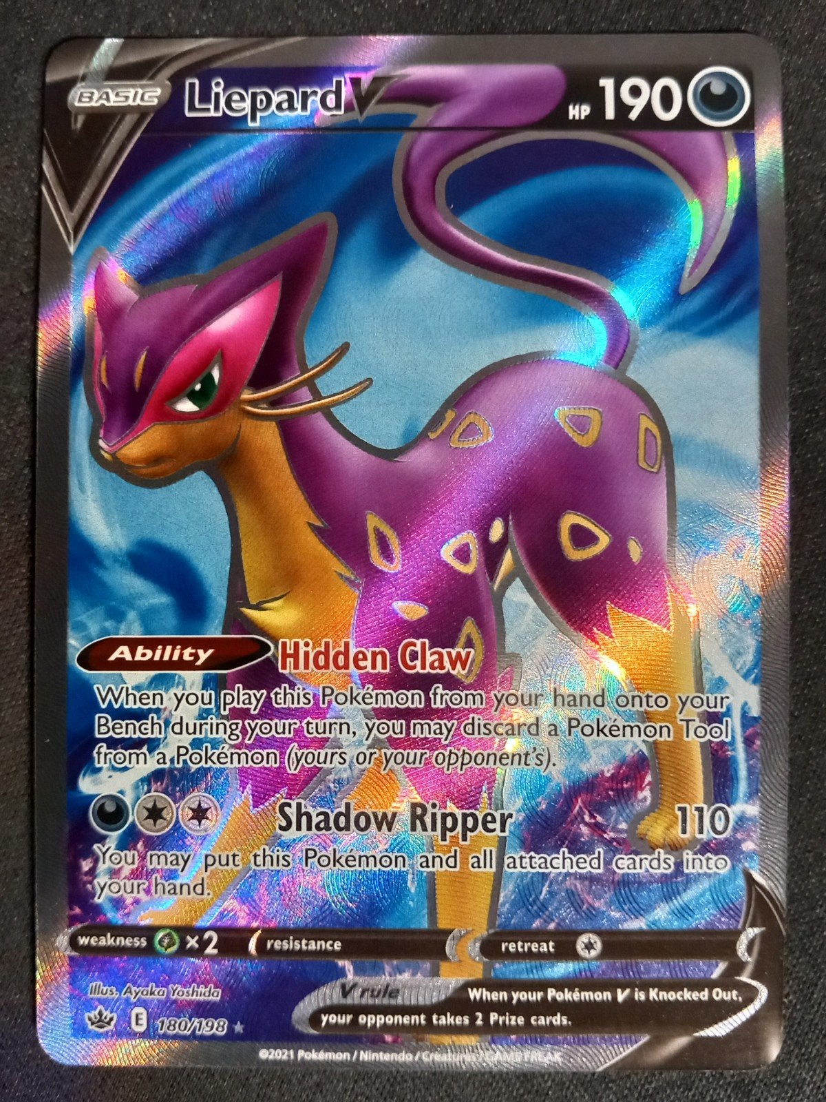 Pokemon Liepard V 180/198 Chilling Reign Full Art NM, Verzenden, Zo goed als nieuw, Losse kaart, Foil