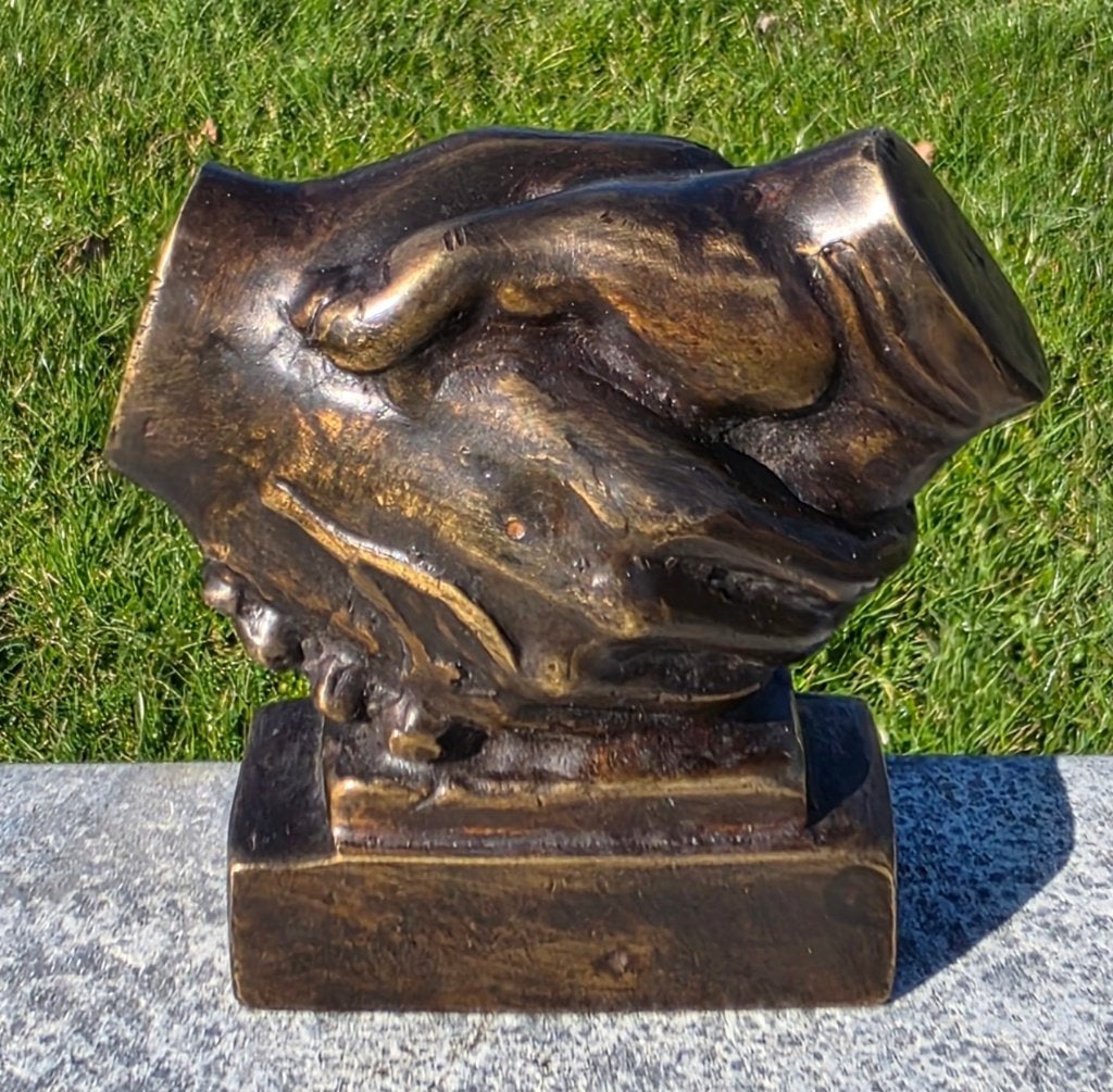 HANDDRUK / BRONZEN BEELD, Ophalen of Verzenden, Brons, Beeld