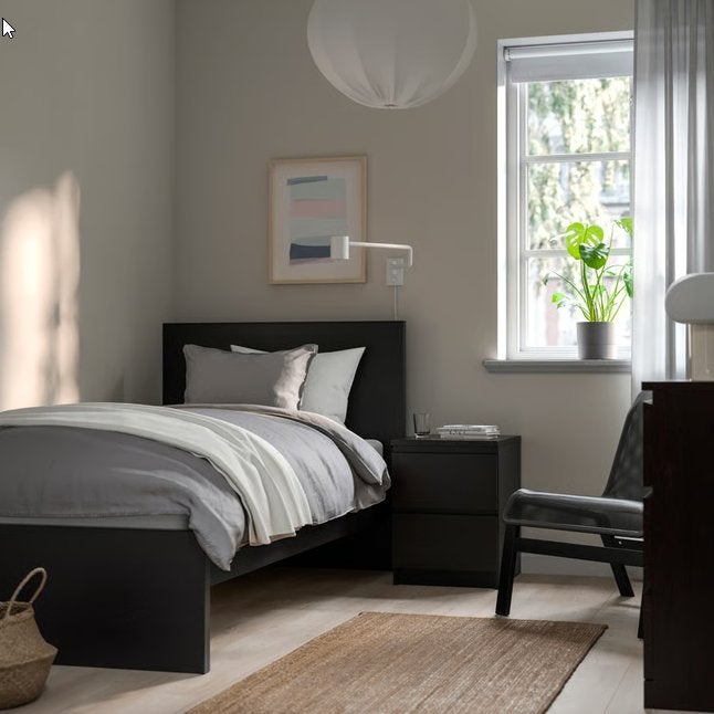 Ikea Bed Malm 90x200 Zwartbruin, Huis en Inrichting, Slaapkamer | Bedden, Ophalen, 90 cm, Eenpersoons, Zwart