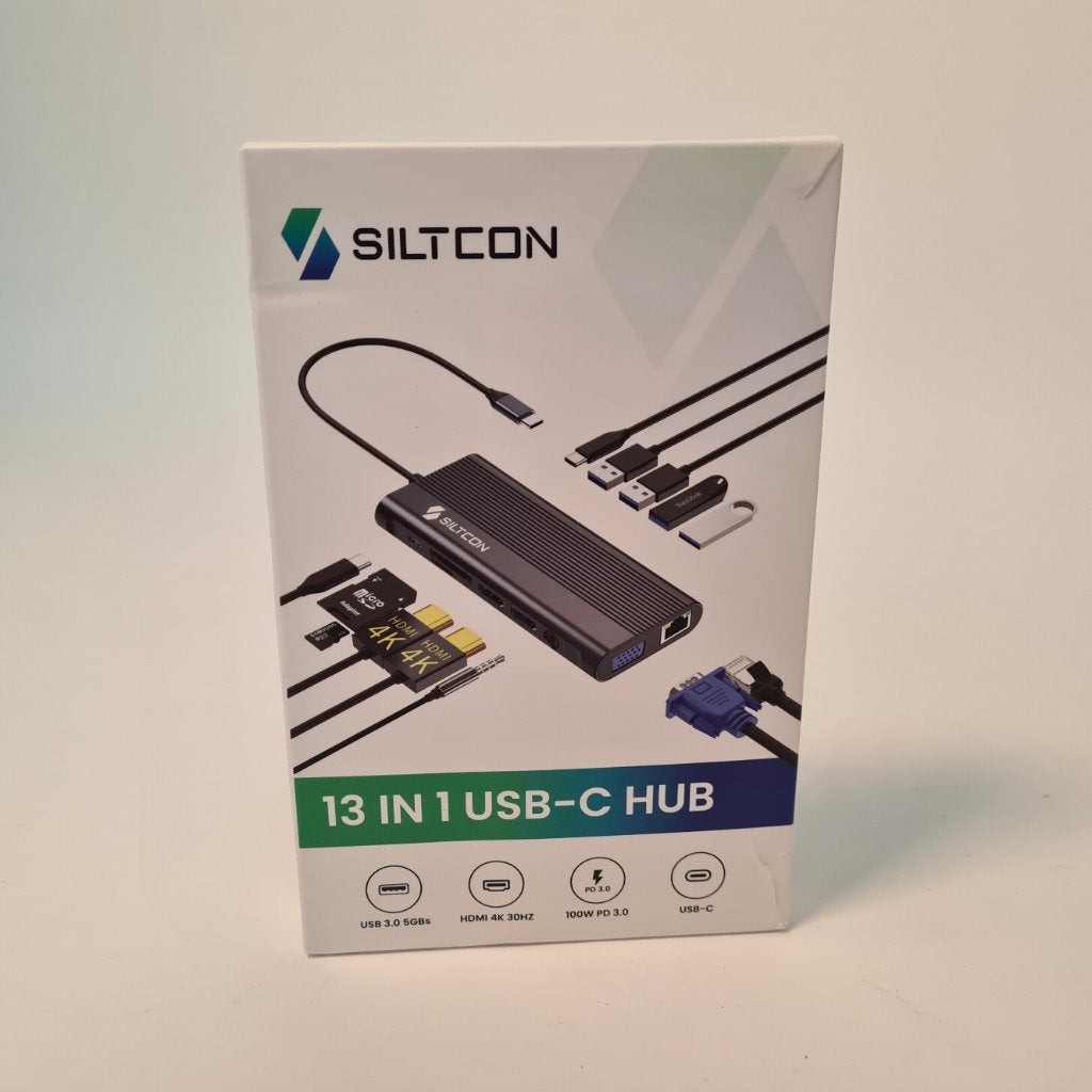 Siltcon USB-C Hub 13 in 1 | Docking Station Laptop, Computers en Software, Dockingstations, Laptop, Ophalen of Verzenden, Zo goed als nieuw
