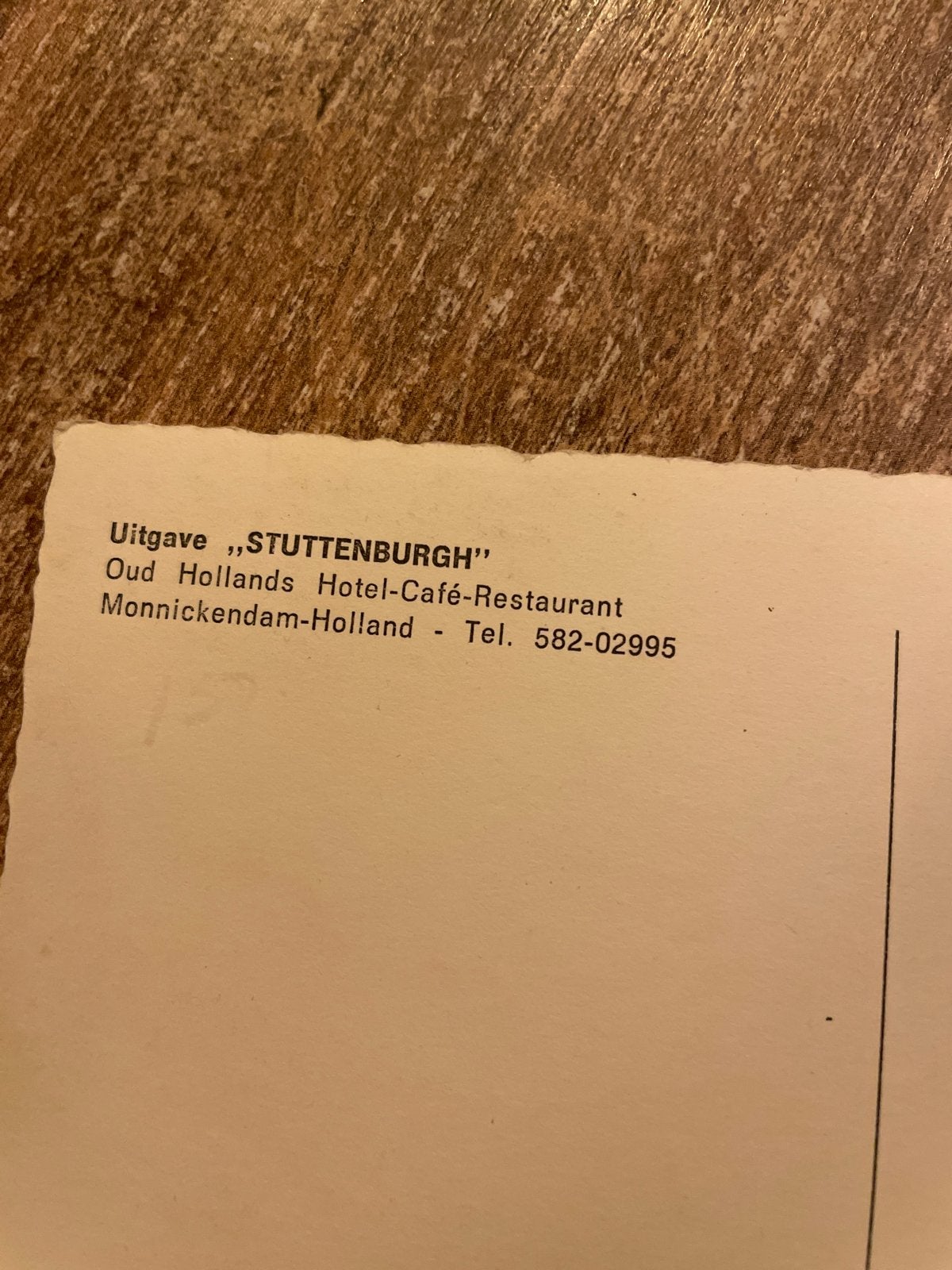 Oude ansichtkaart Hotel-Café-Restaurant Stuttenburgh, Ophalen of Verzenden, 1940 tot 1960, Gelopen, Noord-Holland
