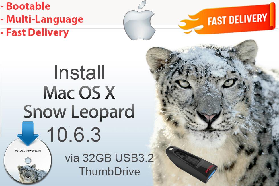 Installeer Mac OS X Snow Leopard 10.6.3 OSX USB zonder DVD, Computers en Software, Besturingssoftware, Ophalen of Verzenden, Nieuw