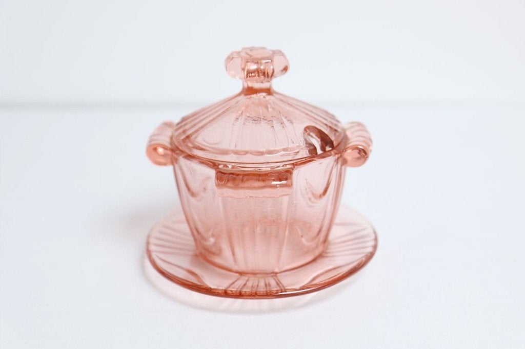 Glazen Suikerpot Roze, Antiek en Kunst, Ophalen