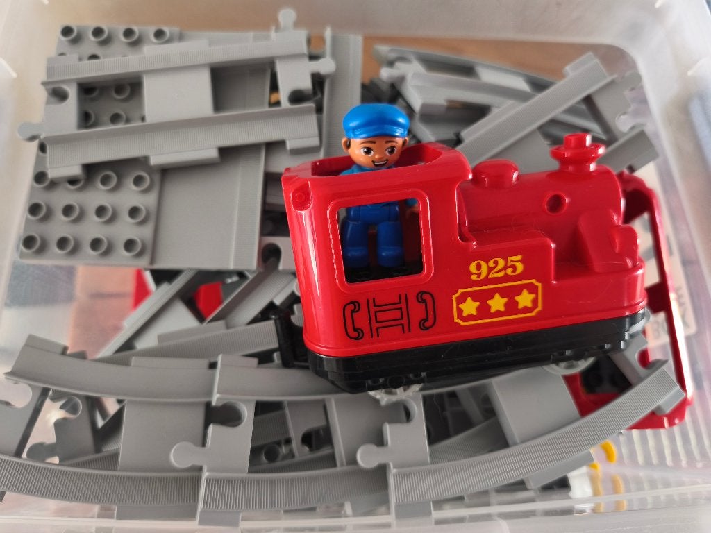 Lego Duplo stoomtrein + uitbreiding brug, Ophalen, Zo goed als nieuw, Duplo, Complete set