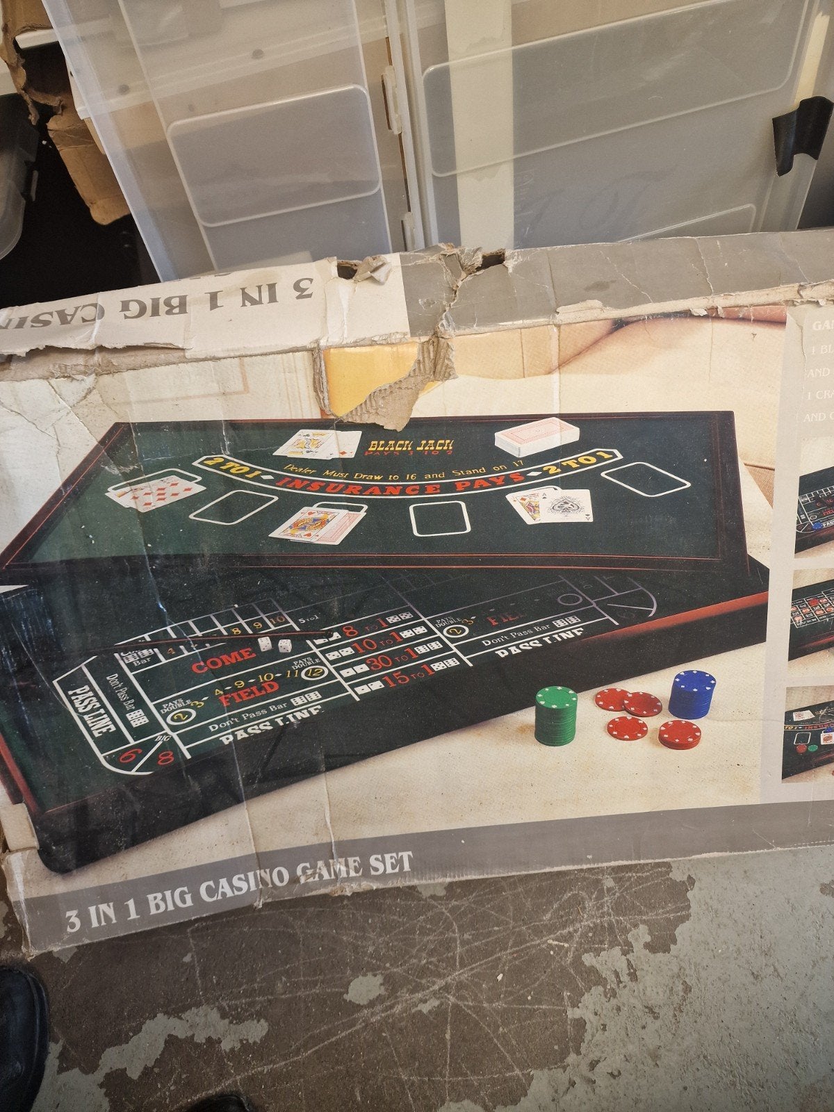 3-in-1 Goktafel: Blackjack, Roulette, Craps met chips, Hobby en Vrije tijd, Gezelschapsspellen | Bordspellen, Vijf spelers of meer