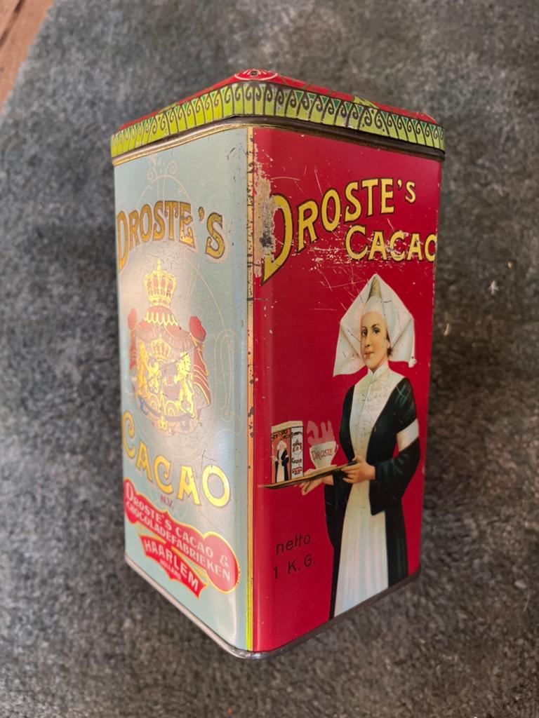 Vintage Droste’s Cacao blik 1 KG – oud reclameblik – Haarlem, Ophalen of Verzenden, Zo goed als nieuw, Overige, Droste