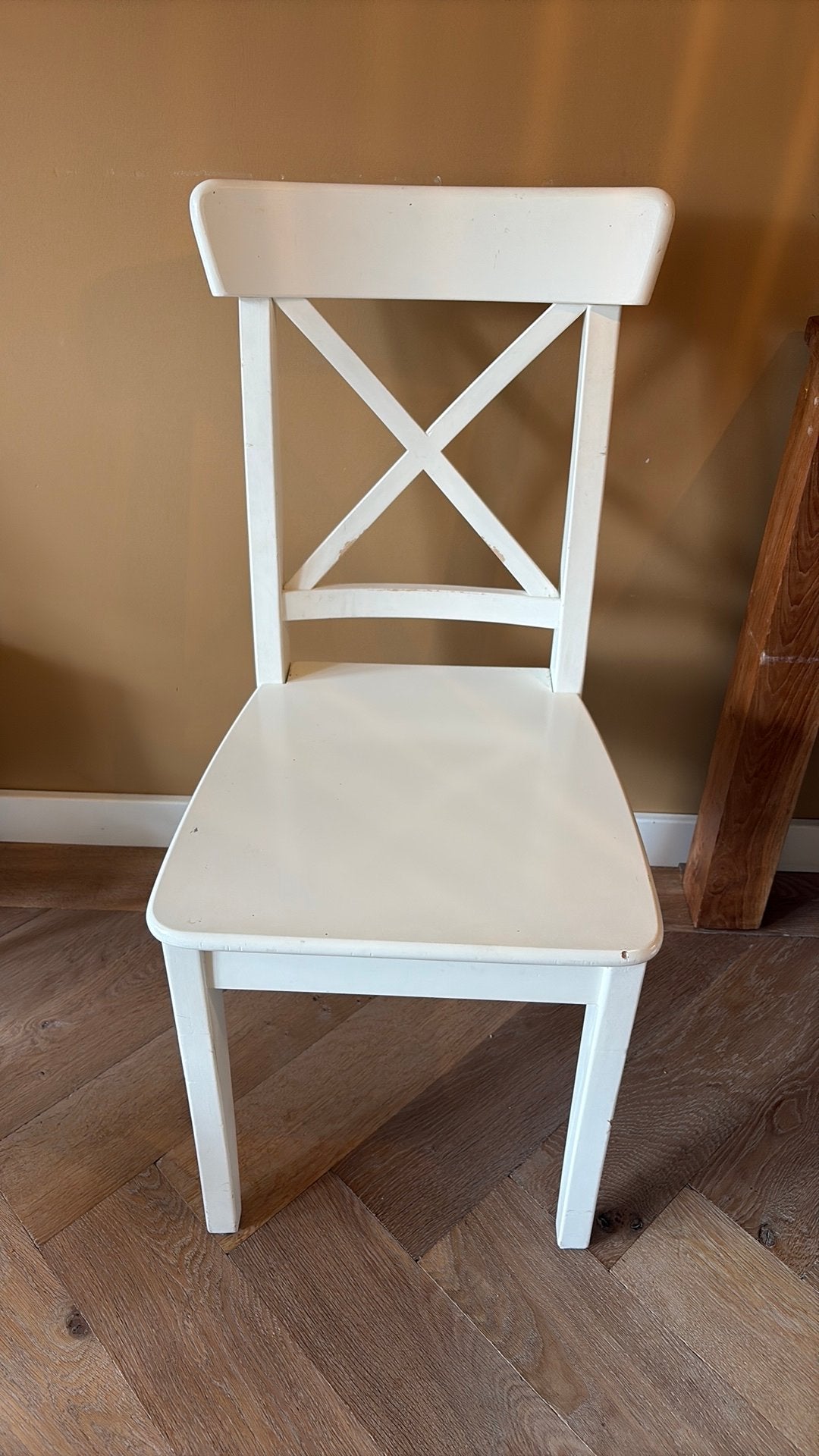 Ikea Ingolf eetkamer stoelen 4x, Huis en Inrichting, Stoelen, Ophalen, Zo goed als nieuw, Wit, Vier