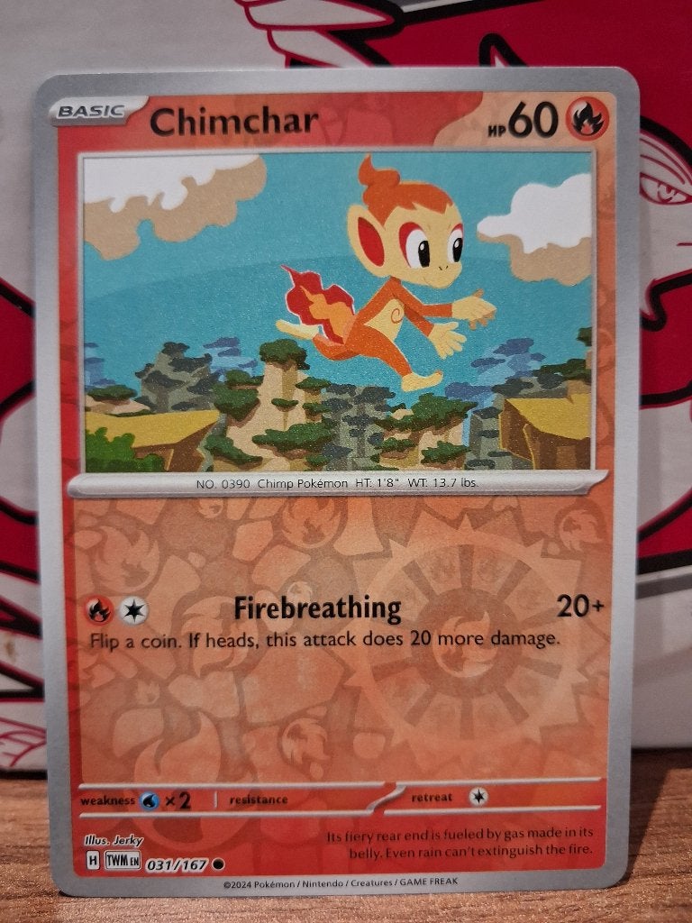 Pokemon Chimchar TWM 031/167 reverse holo, Hobby en Vrije tijd, Verzamelkaartspellen | Pokémon, Ophalen of Verzenden, Nieuw, Losse kaart