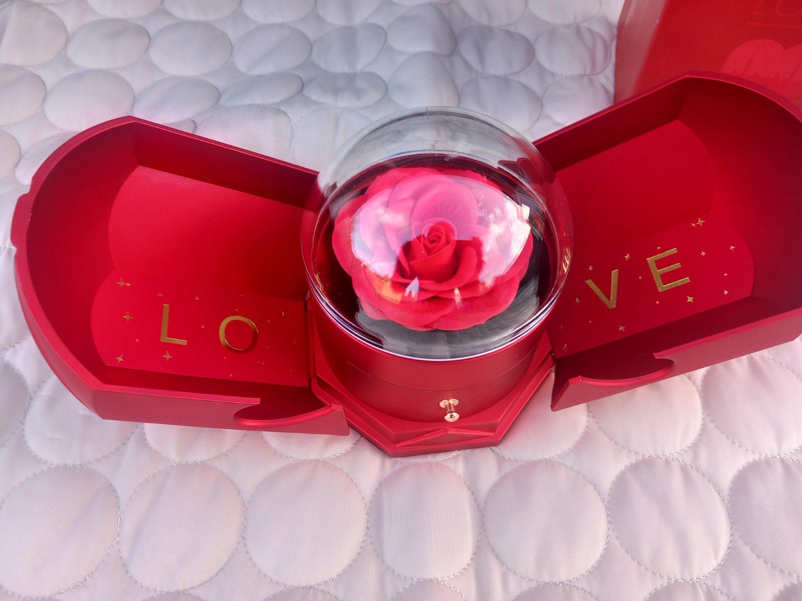 Sieraden doosje met roos en 'LOVE' opdruk, Ophalen of Verzenden, Gebruikt