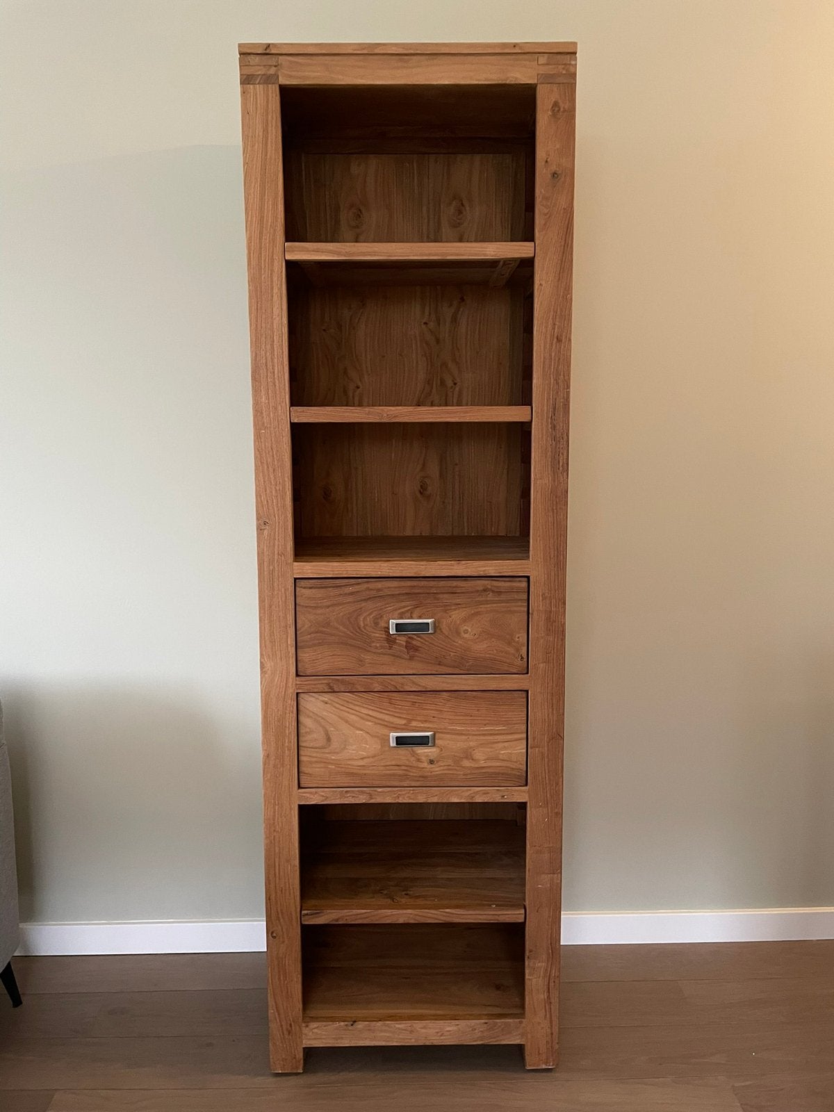 Robuuste boekenkast van Seeshamhout, Ophalen, Met plank(en), 200 cm of meer, Teakhout