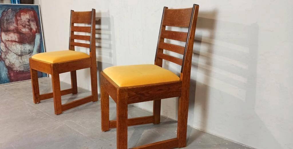 1 x vintage Art Deco Amsterdamse school stoelen, p/p/s, Huis en Inrichting, Stoelen, Ophalen, Tweedehands, Bruin, Tweedehands