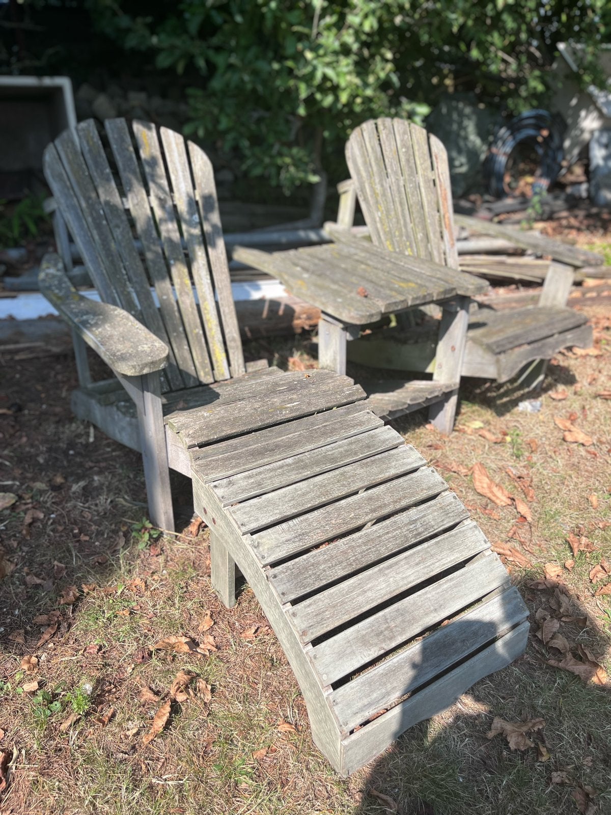 Twee voetenbankjes voor bearchair/ loveseat, Ophalen, Gebruikt, Hout