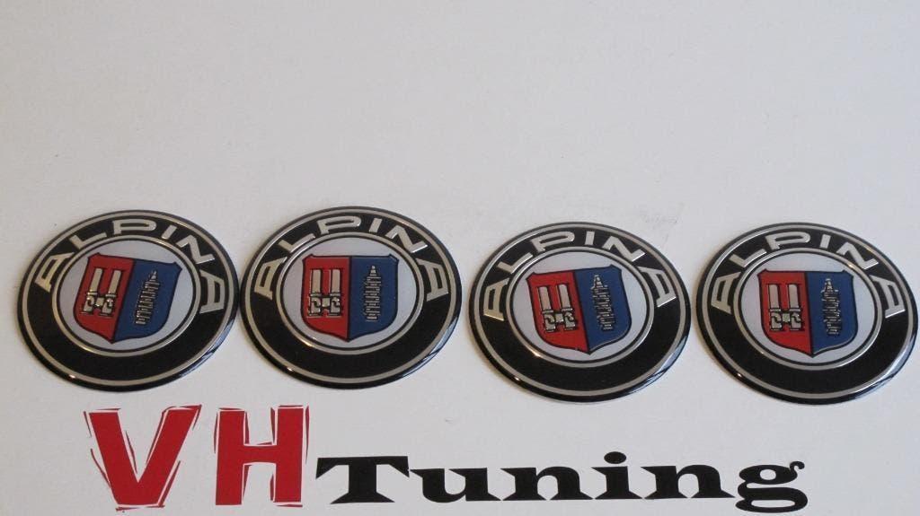BMW Alpina wielnaaf stickers 65MM Chroom/rood/blauw/zwart, Auto diversen, Ophalen of Verzenden