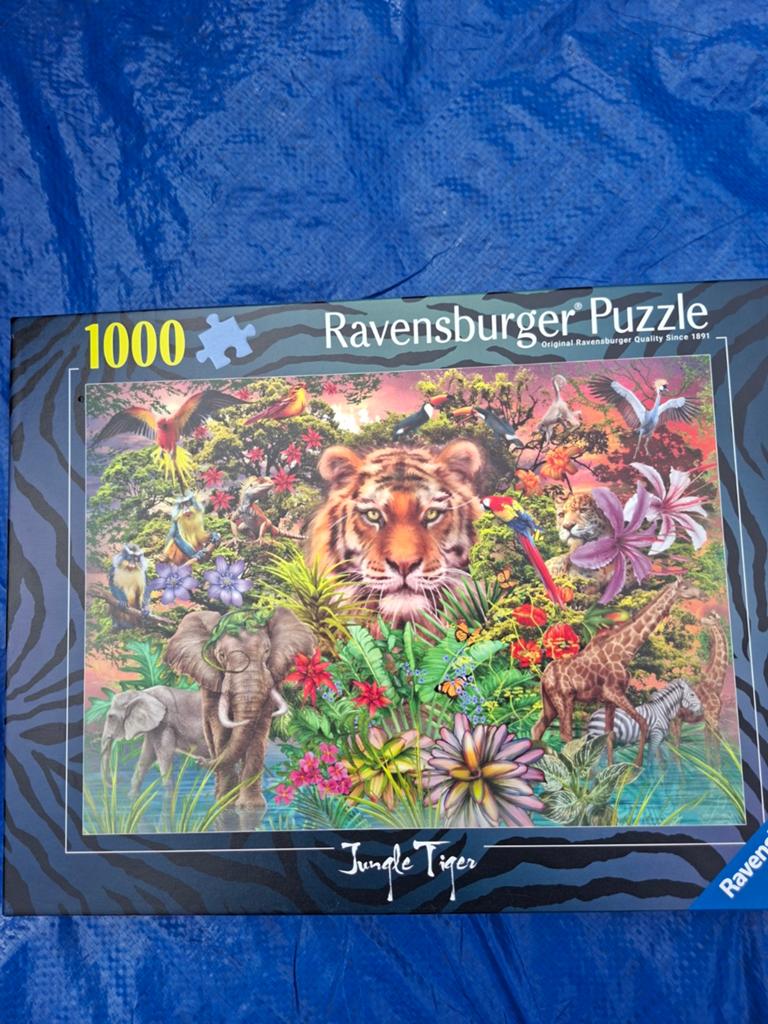 Ravensburger Legpuzzel 1000 stukjes - Jungle Tiger, Ophalen of Verzenden, 500 t/m 1500 stukjes, Gebruikt, Legpuzzel