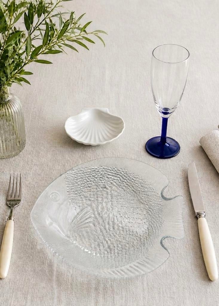 Diner set 5 personen - Vis thema, Huis en Inrichting, Keuken | Servies, Zo goed als nieuw, Compleet servies, Overige stijlen, Glas