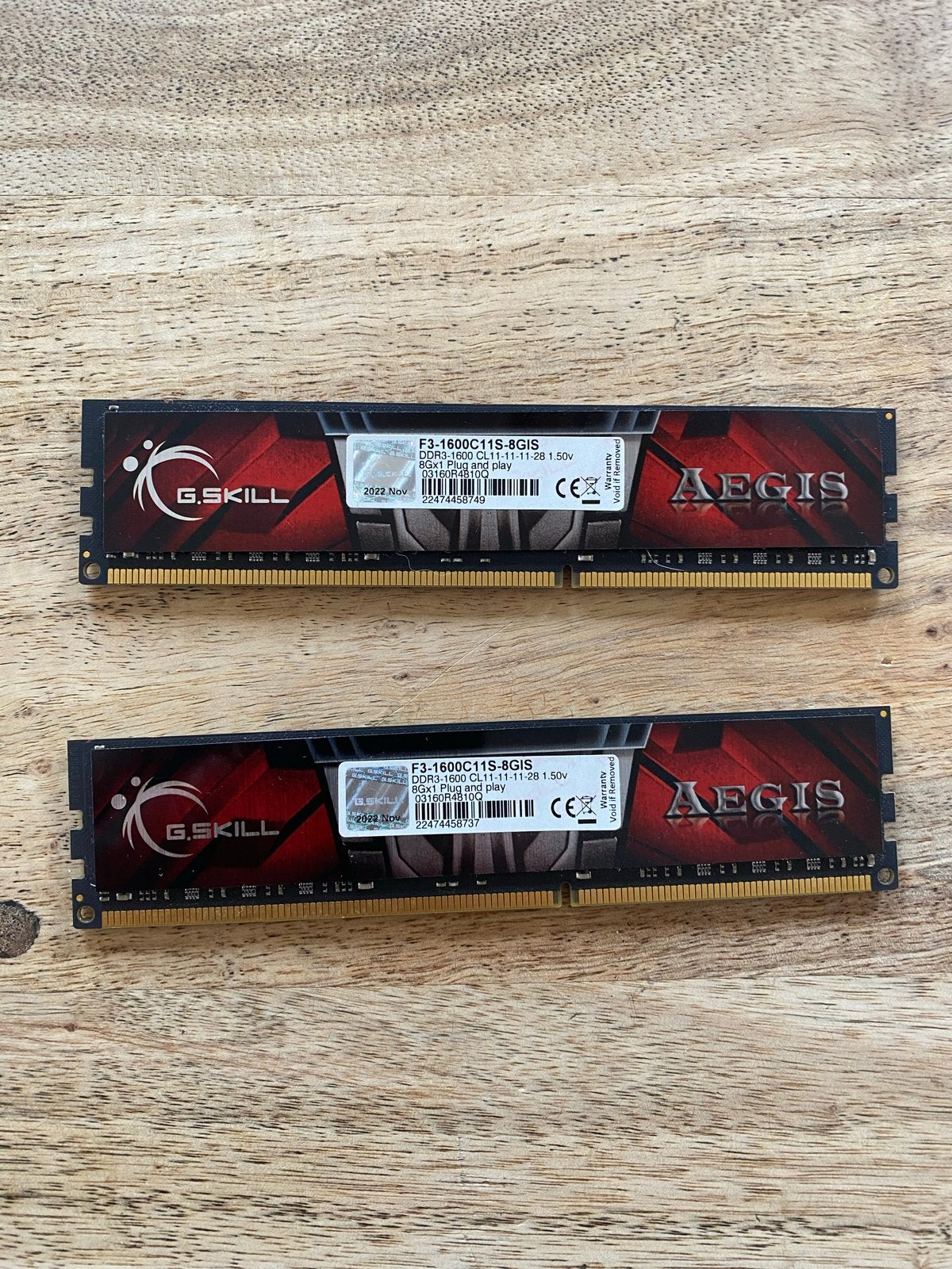 G.Skill Aegis DDR3 RAM Geheugen - 2x 8GB (16GB totaal), Gebruikt, DDR3, Ophalen of Verzenden, Desktop
