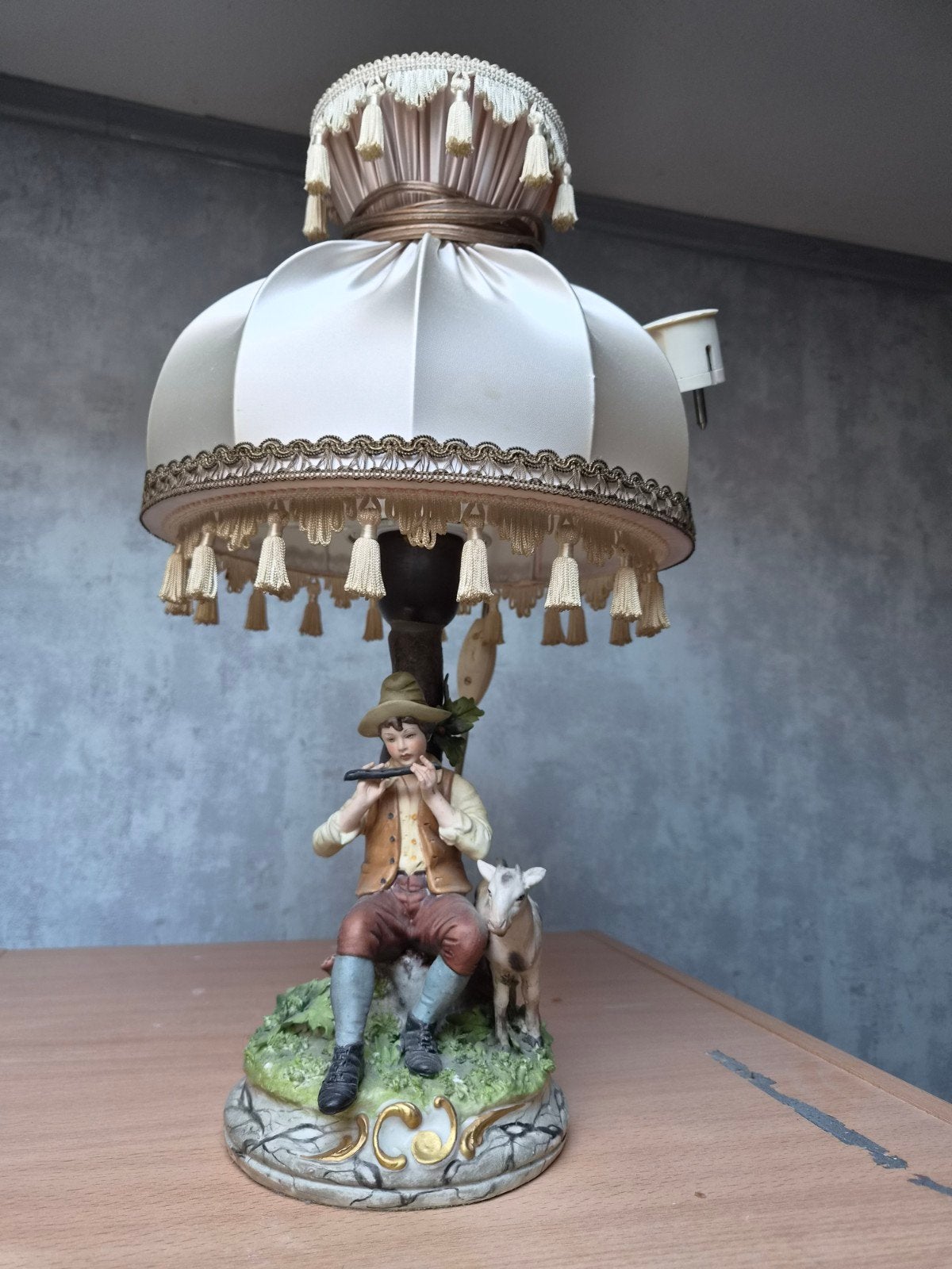 Vintage Tafellamp met Herder en Geit Beeld, Ophalen
