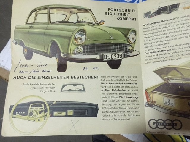 DKW Junior originele autofolder '60 '62, Ophalen, Zo goed als nieuw, Overige merken