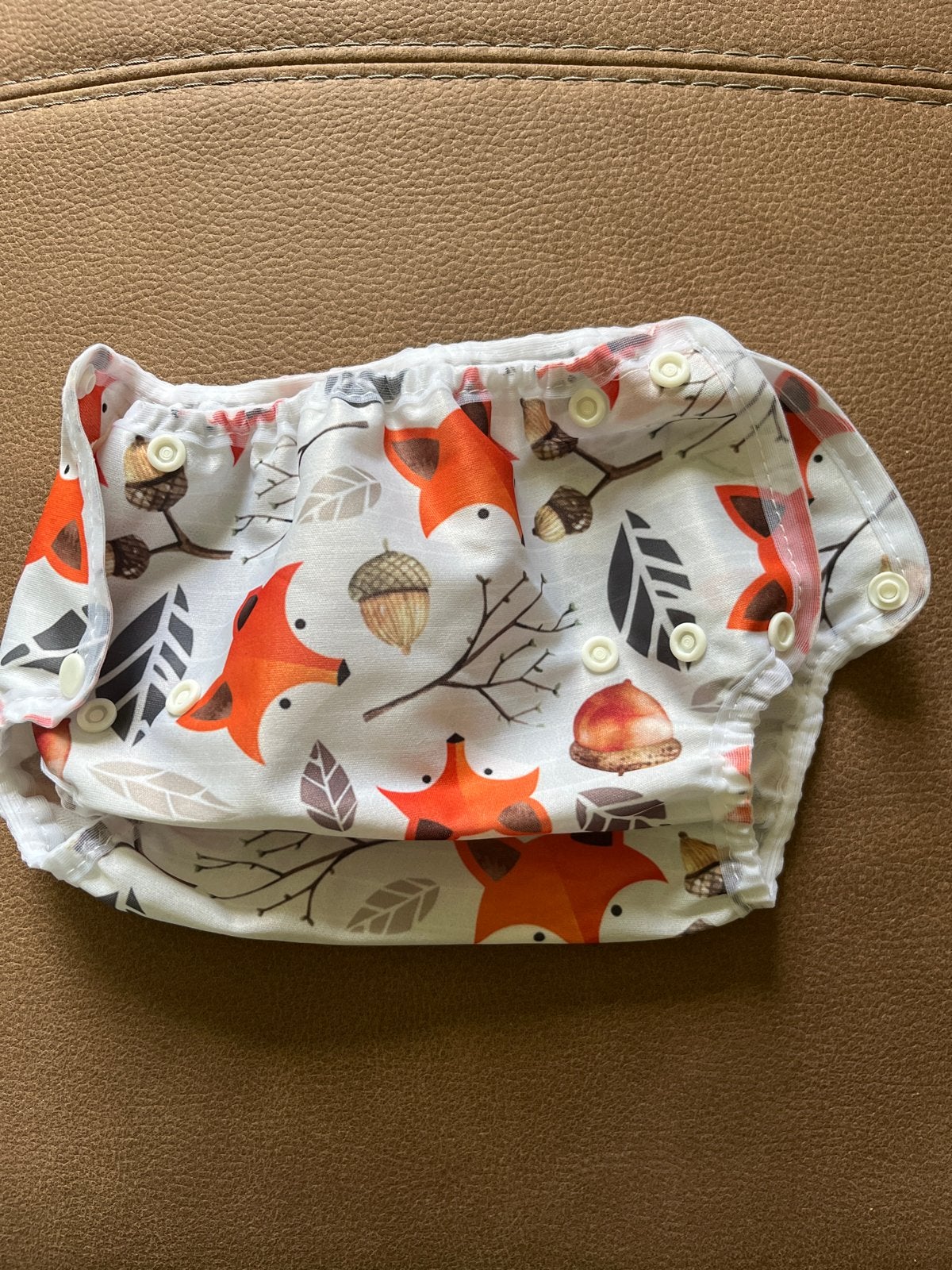 Wasbare luier overbroekje vossenprint Mother-ease S, Ophalen of Verzenden, Zo goed als nieuw, Jongetje of Meisje