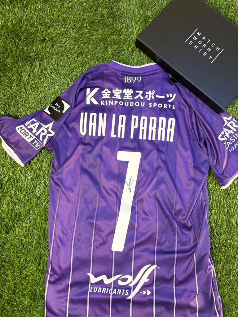 Matchworn shirt van La Parra - Beerschot - Gesigneerd, Paars, Overige maten, Ophalen of Verzenden, Voetbal