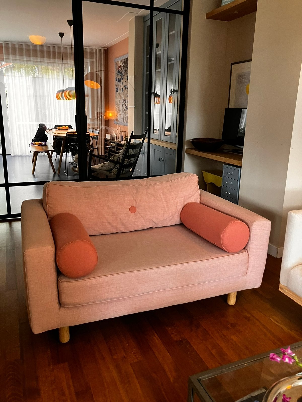 Fest Avenue Loveseat roze kvadrat wol, Tweepersoons, 75 tot 100 cm, Ophalen of Verzenden, Zo goed als nieuw