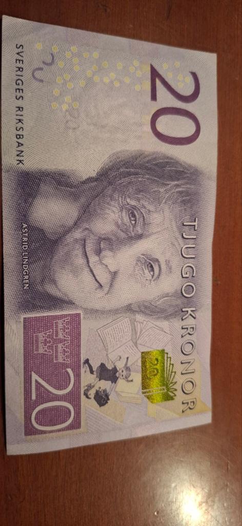 Zweeds 20 Kronen biljet - Astrid Lindgren, Postzegels en Munten, Bankbiljetten | Europa | Eurobiljetten, Ophalen of Verzenden