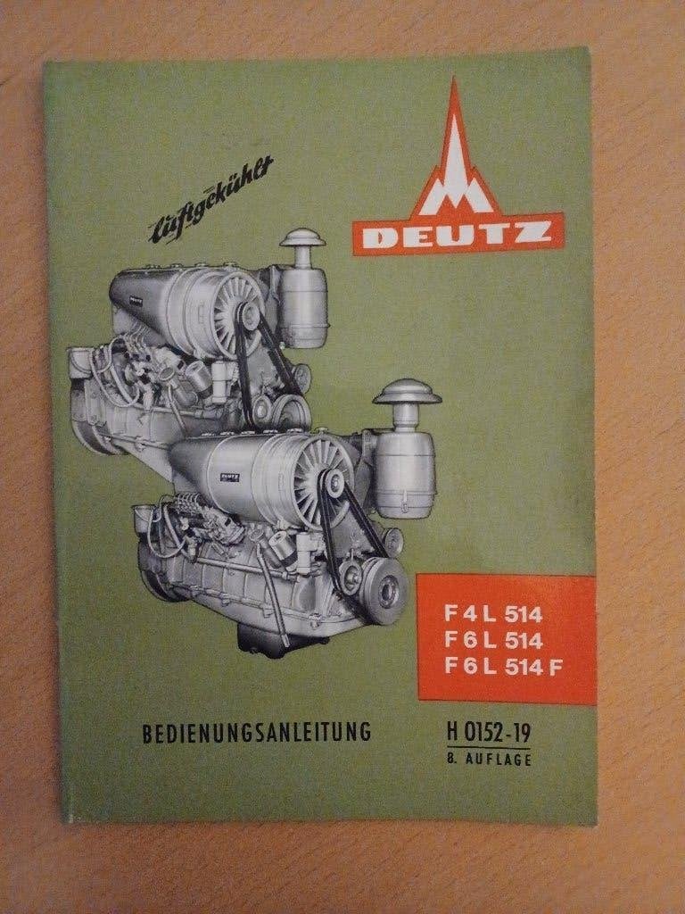 Bedieningshandleiding Deutz motor F4L514, F6L514 en F6L514 F, Ophalen of Verzenden, Gelezen, Tractor en Landbouw