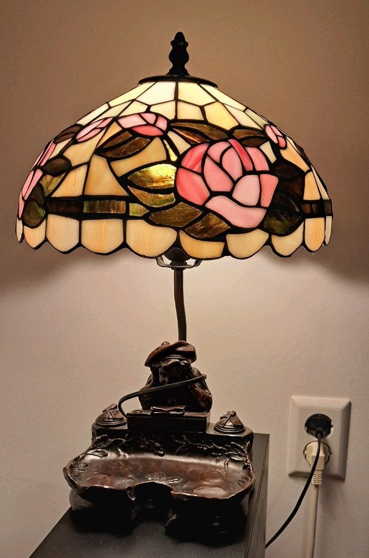 Luxe Tiffany Tafellamp – Model 'L. Moreau' (Jugendstil), Ophalen