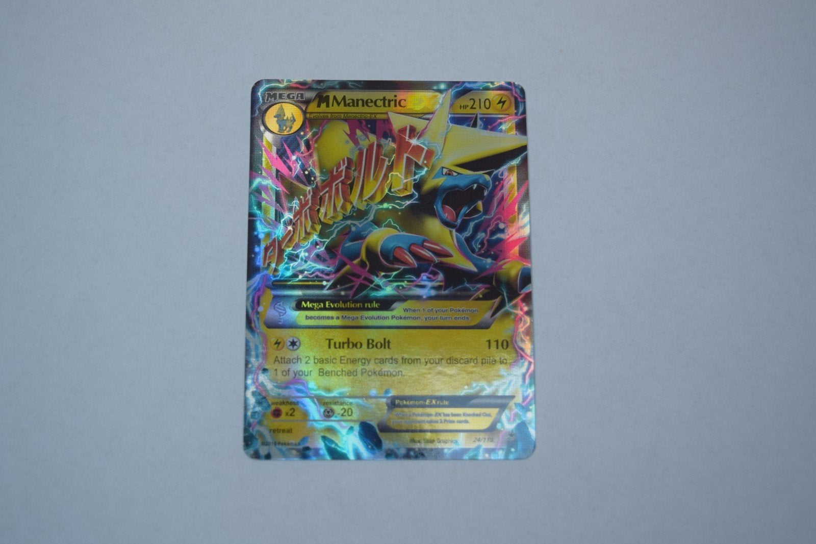 Mega Manectric EX Pokémon Kaart - Foil, Ophalen of Verzenden, Zo goed als nieuw, Losse kaart, Foil
