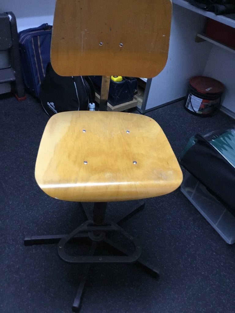 Vintage Houten werkbank stoel, Ophalen, Gebruikt