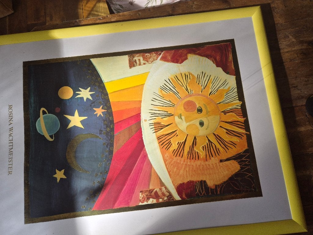 Schilderij van Rosina Wachtmeister Zon met heelal, Ophalen of Verzenden, Zo goed als nieuw, Schilderij, 75 – 100