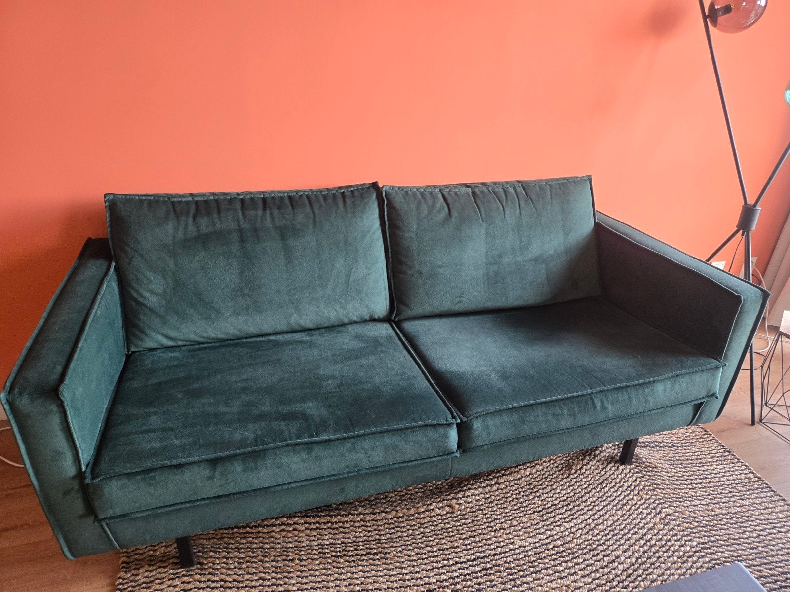 BePureHome / WOOOD Rodeo bank 2,5-zits velvet green forest, Huis en Inrichting, Banken | Bankstellen, Ophalen, 150 tot 200 cm