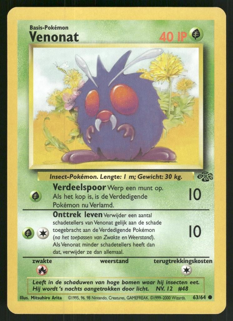 Venonat 63/64 - Jungle (NL) (NM), Hobby en Vrije tijd, Verzamelkaartspellen | Pokémon, Gebruikt, Verzenden