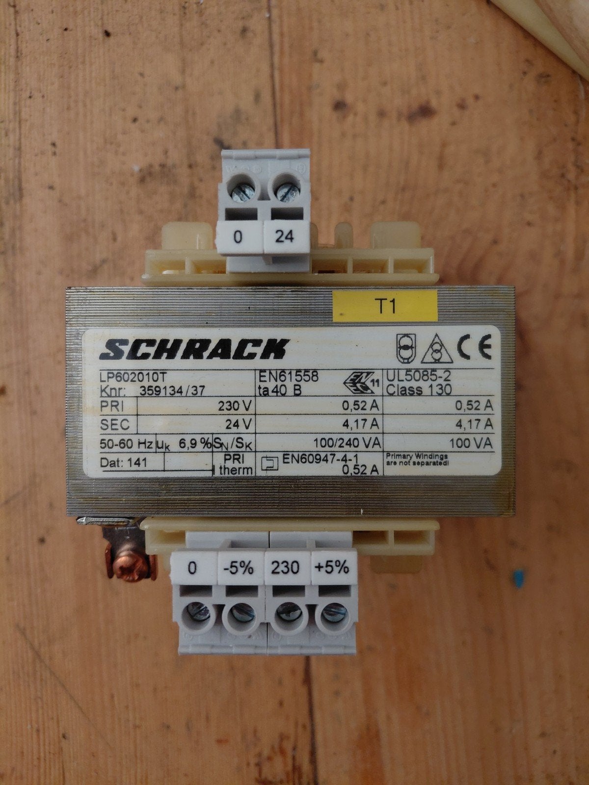 Schrack LP602010T Transformator 230V naar 24V, 100VA, Ophalen of Verzenden, Zo goed als nieuw