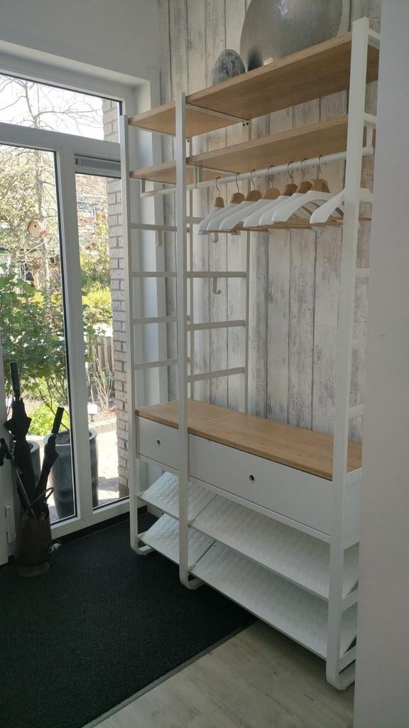 IKEA ELVARLI open kledingkast systeem met lades en planken, 100 tot 150 cm, Zo goed als nieuw, Modern, Scandinavisch, Open kast