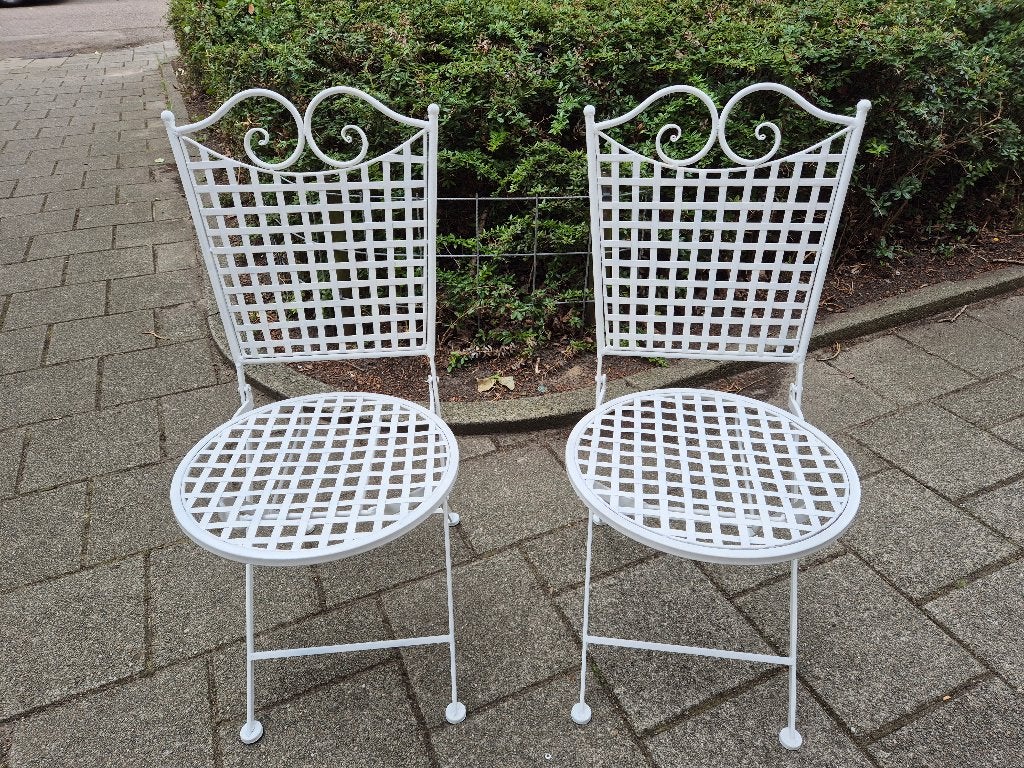 Bistro stoeltjes, Tuin en Terras, Tuinstoelen, Ophalen, Zo goed als nieuw, Metaal, Inklapbaar
