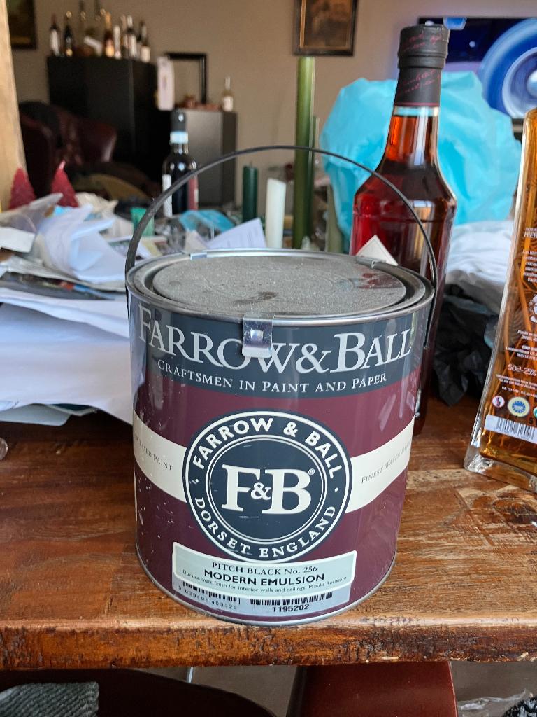 Farrow & Ball, Pitch Black nr. 256, Ophalen, Nieuw, Verf, Minder dan 5 liter