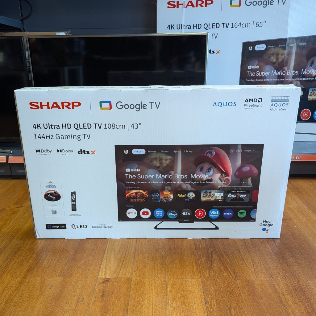 Sharp 65GR8265E 65" Gaming 4K Ultra HD 144Hz QLED Google TV, Sharp, Nieuw, https://global.sharp/contact/, 1 Takumi-cho, Sakai-ku, Sakai City, Osaka 590-8522, Japan