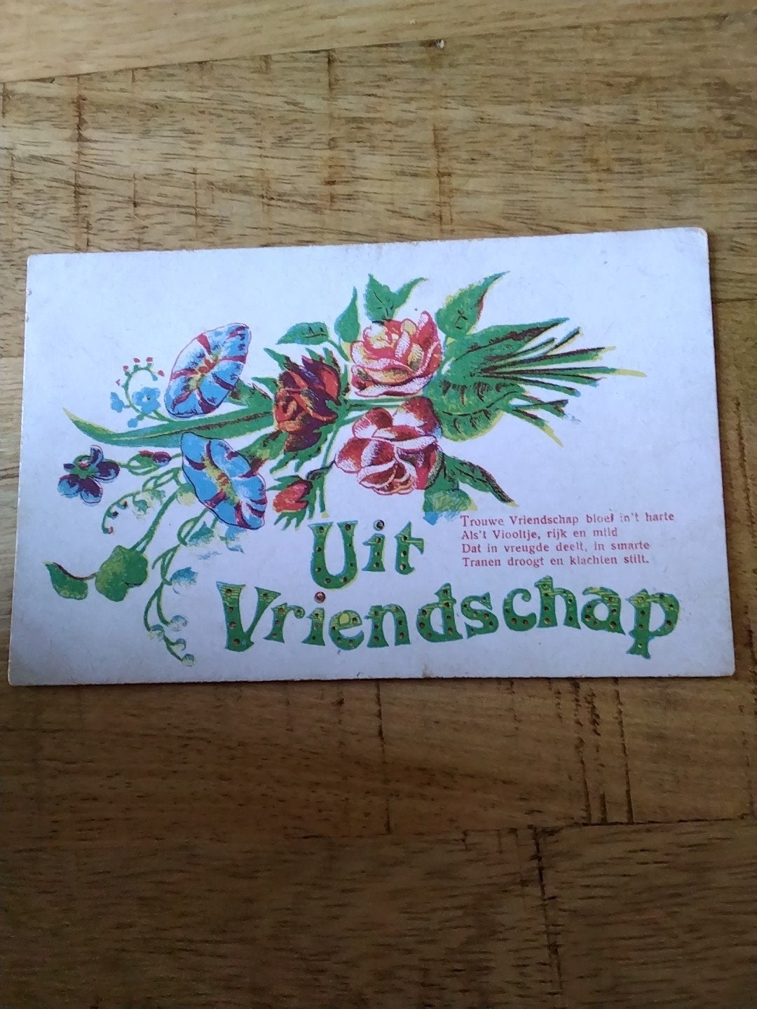 Oude ansichtkaart 'Uit Vriendschap' Vleuten 1919, Ophalen of Verzenden, Voor 1920, Gelopen