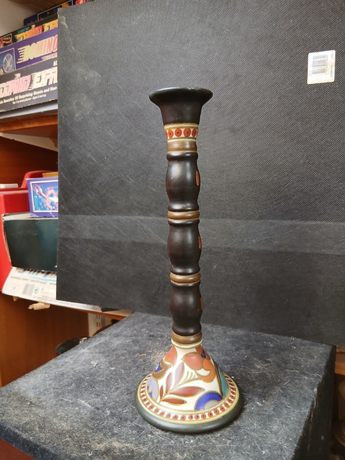 puntgave kandelaar gouds plateel 29 cm hoog, Antiek en Kunst, Ophalen, Keramiek of Aardewerk